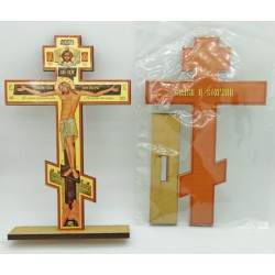 Крест распятье, дерево 5 (полигр.новая)  на подставке