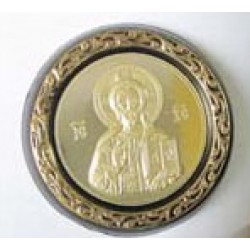 Икона пл.с метал. изображением круглая Спаситель