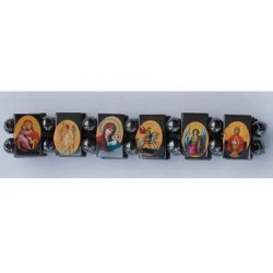 Браслет магнитный гематит с иконами "лики поцарапаные и отклееваются" упаковка 12 шт 432 и 600шт