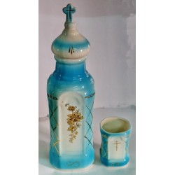 Бутылка и стакан керамика Голубая желт Г