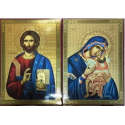 Богородица Греческая и Спаситель Лик БРОНЗА 20х30 цена за пару