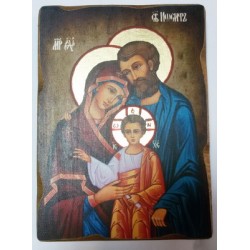 Святое Семейство Икона  Греческая под старину ХОЛСТ НИМБЫ 16х22