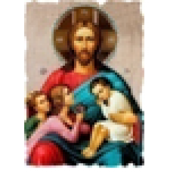 Благословение детей Икона  Греческая под старину ХОЛСТ ЗОЛОТО 10х12
