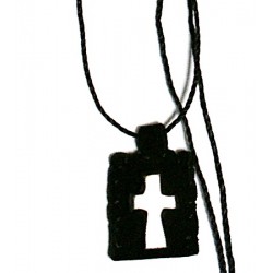 Ладанка бархатная крест гагат грузия 1