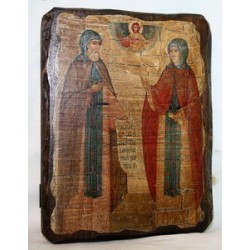 Петр и Февронья Икона  Греческая под старину 14х17